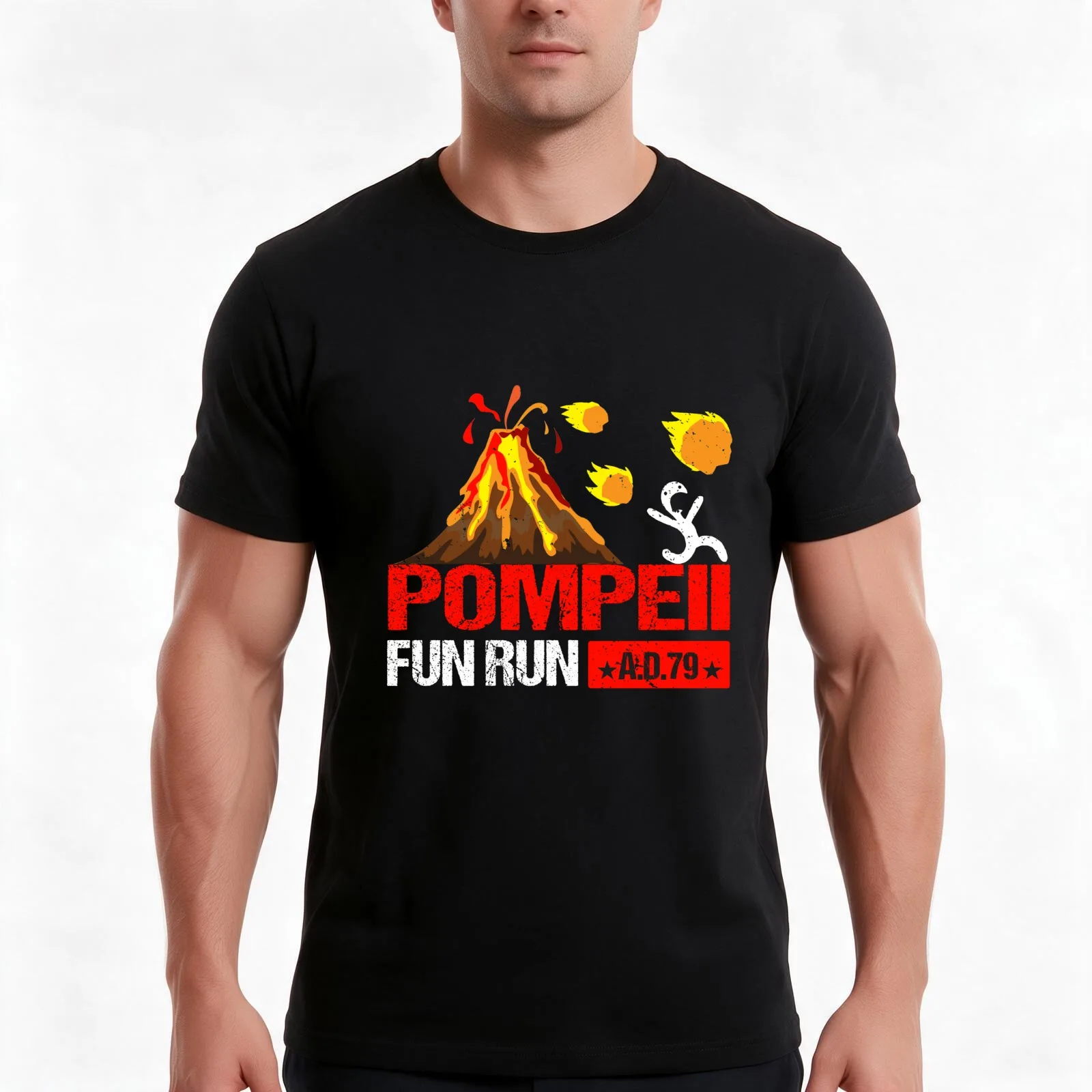 Pompeii Fun Run 79 AD Retro Vintage T-Shirt, Summer Casual Cotton Tee, Oversized Streetwear Tops, Vintage Graphic Print
