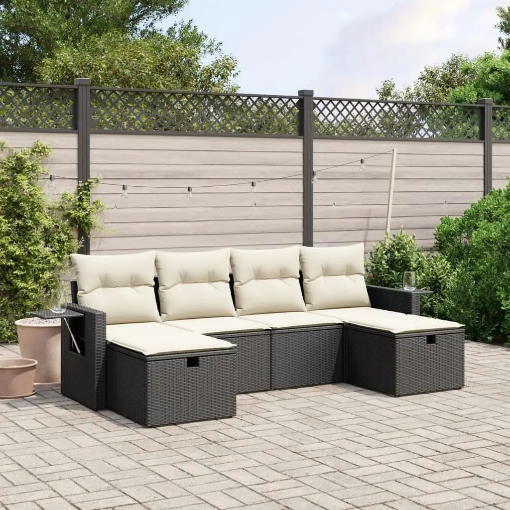 

Black PE Rattan Garden Sofa Set with Powder Coated Steel Frame and 100 Percent Polyester Cushions Outdoor Furniture