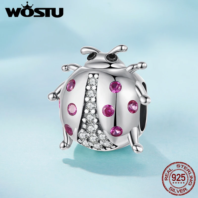 WOSTU 2025 جديد 925 فضة الوردي الخنفساء سحر الأسود الباندا الدب قلادة ثعبان اللؤلؤ حبة التنوب الأصلي سوار لتقوم بها بنفسك هدية
