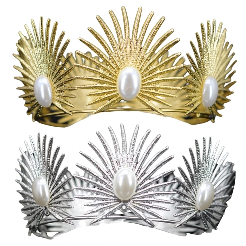 

Gold and Silver Tiaras And Queen Cake Princess Crystal Pearl Crowns for Flower Arrangement Dropship