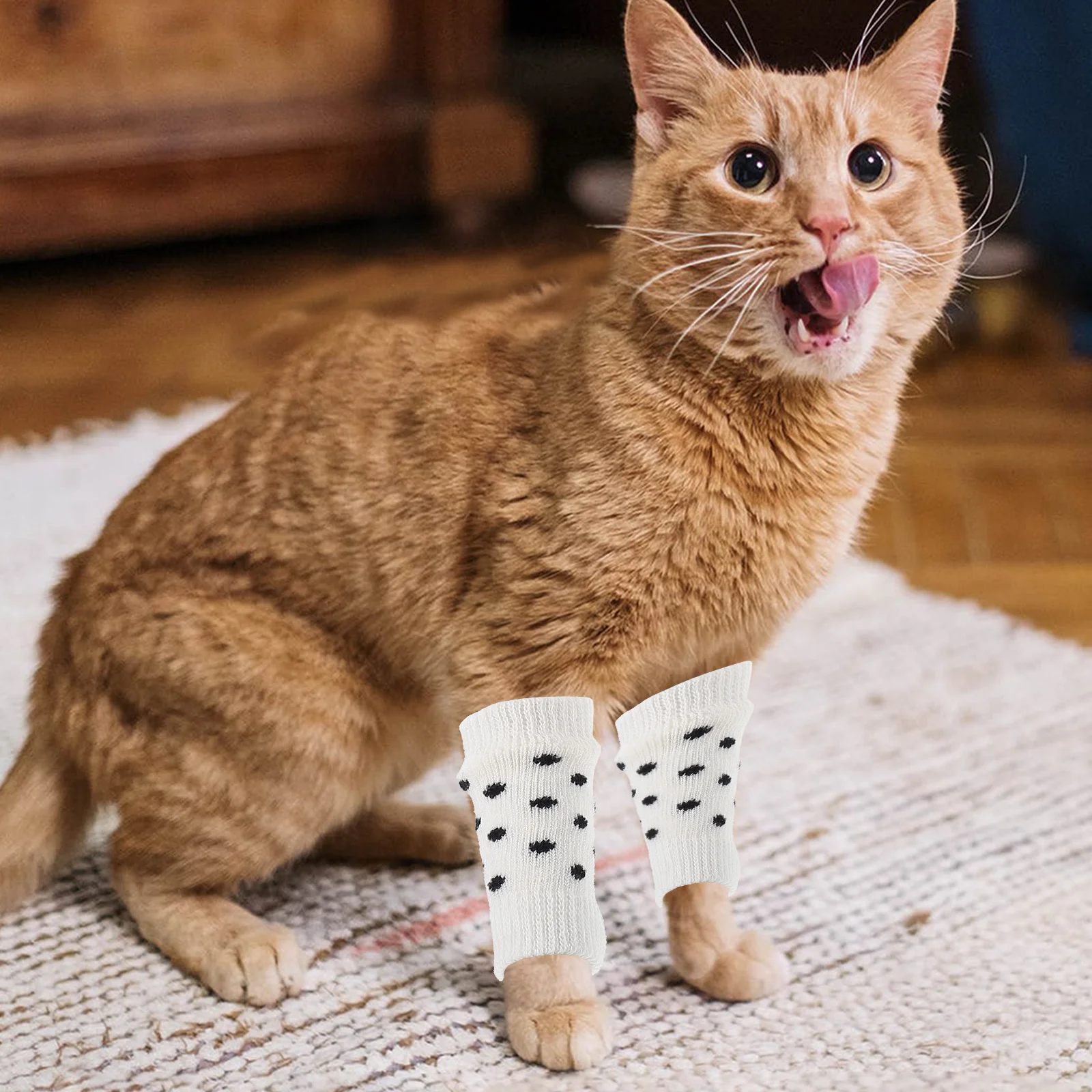 

4Pcs Pet Leg Warmers for Dogs Fashionable Anti-Slip Socks Soft Wear-Resistant Puppy Leg Sleeves Ideal for Cold Ice Protection