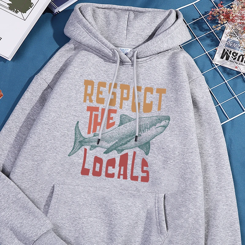 

Мужская толстовка с принтом Respect The Locals Harajuku, мягкая универсальная одежда, модная теплая осенняя флисовая повседневная мужская спортивная одежда с капюшоном