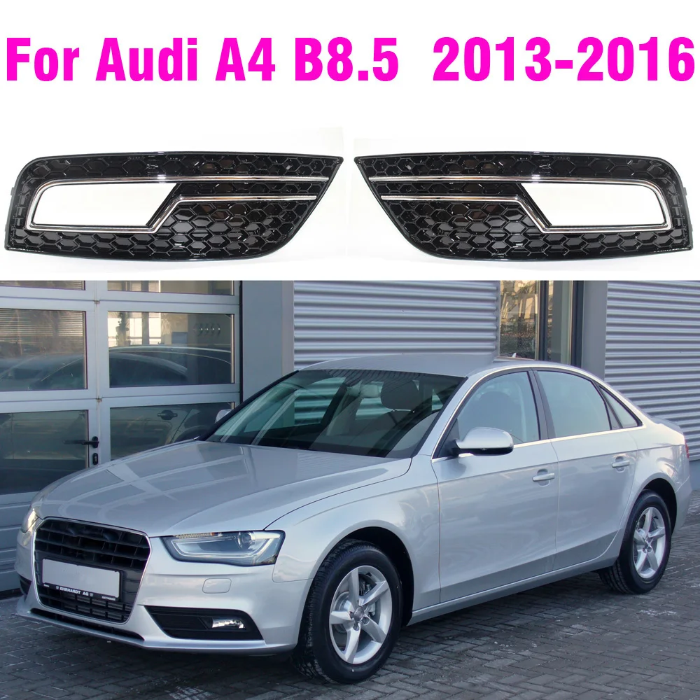 

Front Bumper Lower Grille Fog Light Grill Compatible With 2013-2016 Audi A4 B8.5 Standard Edition Black Grille Cover