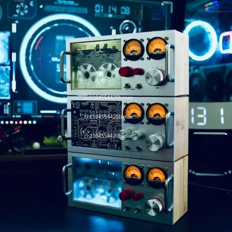 for Vintage Tape Player Power Amplifier Desktop Ornament with UV Meter and Pickup Light Level Display Nostalgic Home
