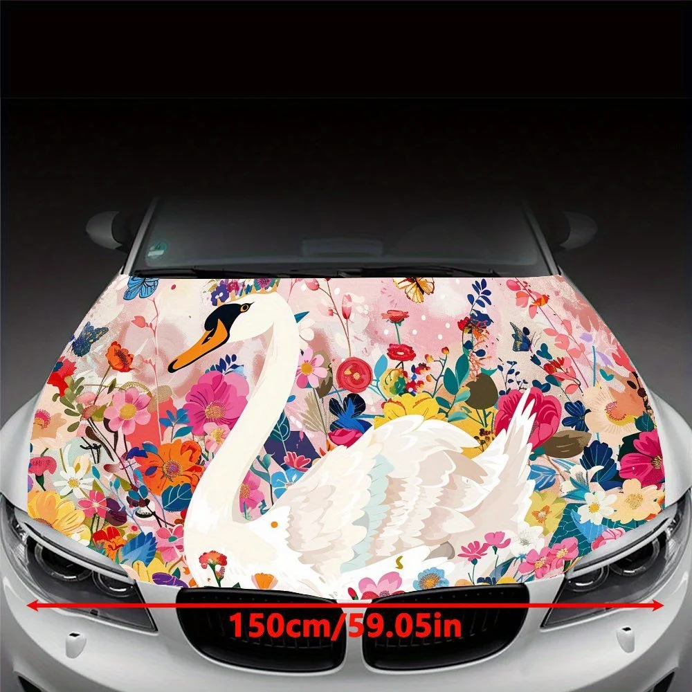Beautiful white swan Pattern Car hood stickers, waterproof self-adhesive, scratch resistant, easy to stick, durable car PVC stic
