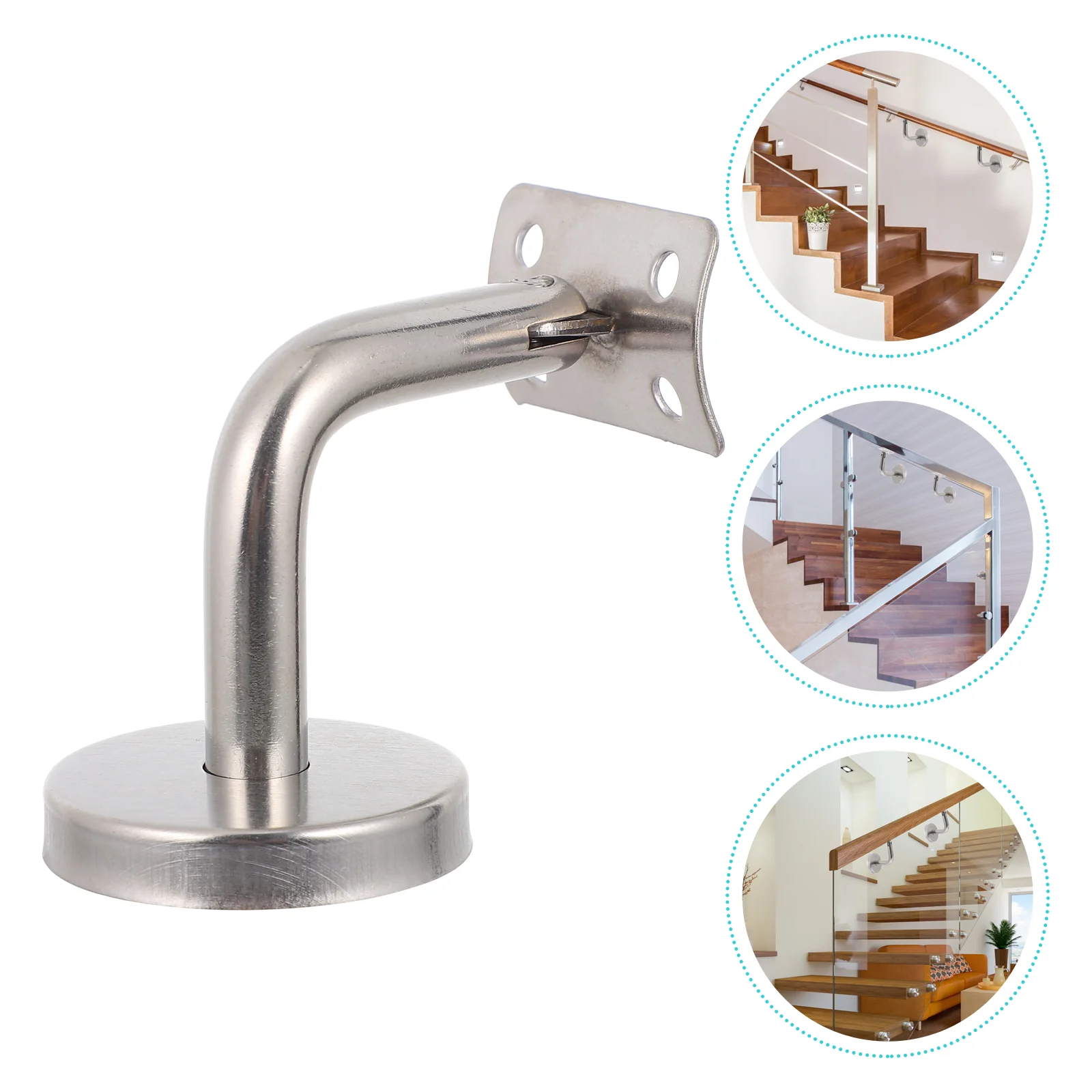 2 Pcs Bend Bracket Banister Support Handrail Wall Mounted Railing Stair Stainless Steel