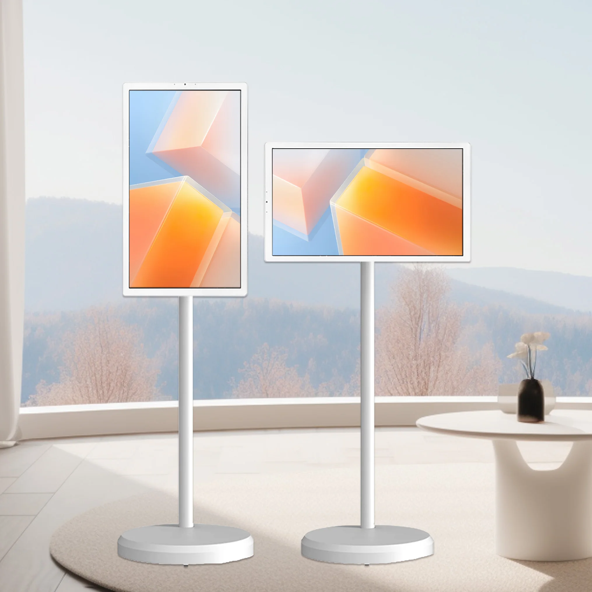 2025 Новый портативный Android 13 светодиодный телевизор 21,5 дюймов HD Smart TV Белый мобильный планшетный ТВ с подвижным экраном для домашнего офиса