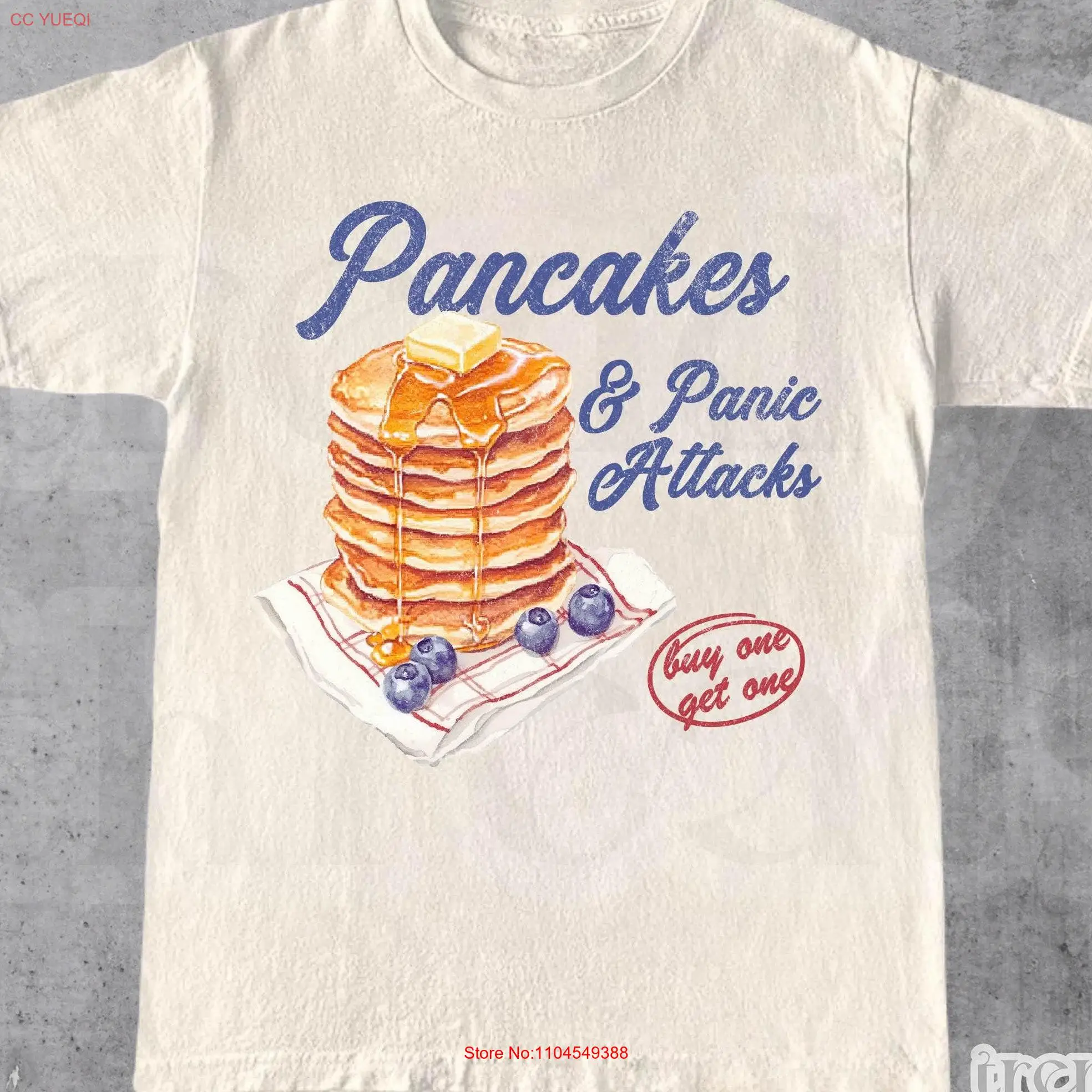 Pancakes And Panic Attacks T Shirt Funny Mental Health Sarcastic For Her Him  long or short sleeves