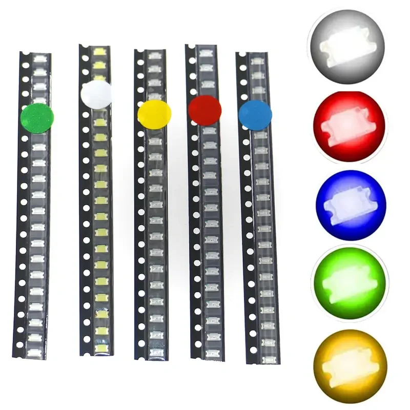 100pcs/lot 1206(3216)SMD LED Emitting Diode Kit Lamp Chip Light Beads Warm White Red Green Blue Yellow Orange Pink