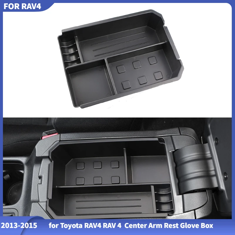 Car Armrest Box Central Secondary Storage Box Center Glove Phone Holder Container Tray for Toyota RAV4 RAV 4 2013 2014 2015 2016