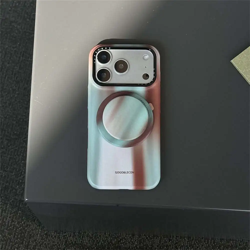

Fashion Gradient Color Painting Magnetic Phone Case For iPhone 17 Pro 16 15 14 Pro Max Hard Cover with Stand For Magsafe Cute Ca