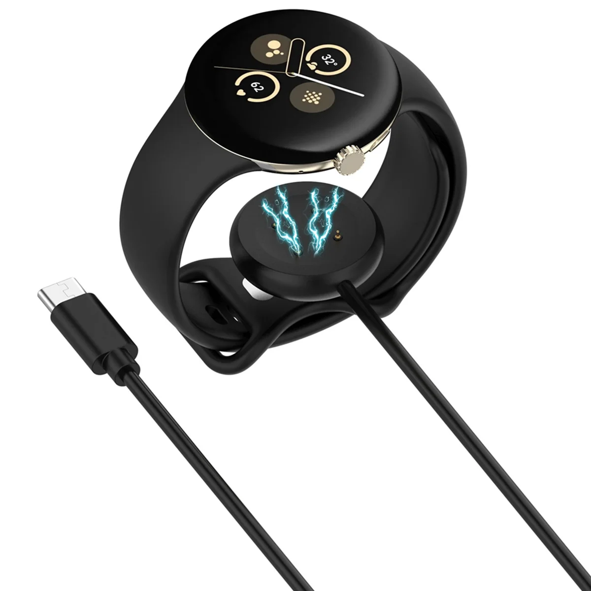 สำหรับ Google WATCH 2ที่ชาร์จ Google Pixel Watch2อเนกประสงค์สายชาร์จแบบแม่เหล็กสะดวกสีดำ