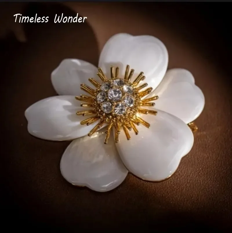 

Timeless Wonder Fancy Resin Zircon Geo Floral Brooch Pins for Women Designer Jewelry Runway Rare Luxury Gift Top Sweet Cute 3643