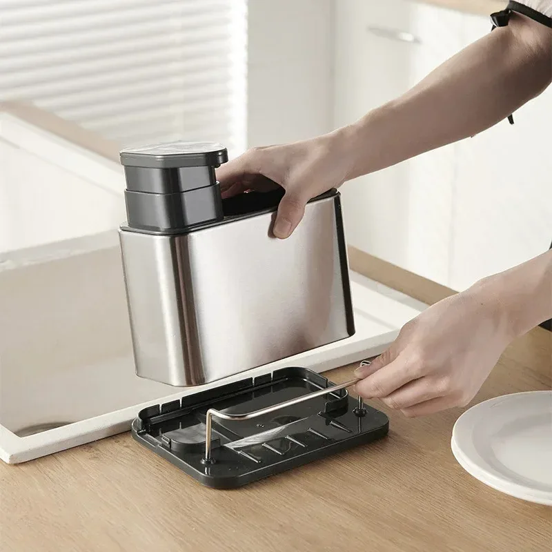 3-in-1 Kitchen Soap Dispenser Stainless Steel Cutlery Holder Spoon Storage Kitchen Organizer Drainer Dish Drying Rack