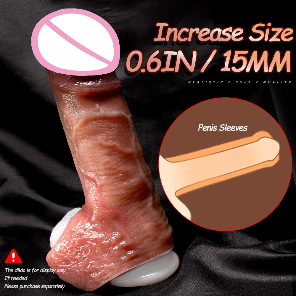 Soft realistic reusable enlarger penis sleeve big growth real silicone Dick delayed ejection extend cock condom Sex Toys For man