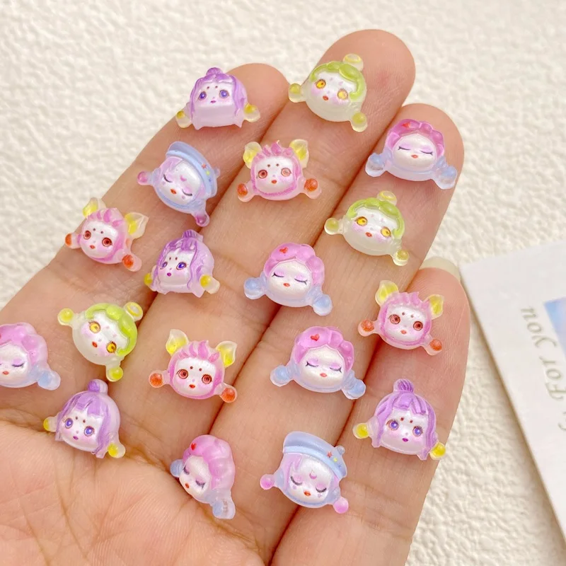 50Pcs New Cute 10 * 12mm Mini Resin Girl Flat Back Ornament Biżuteria do manicure Akcesoria do włosów