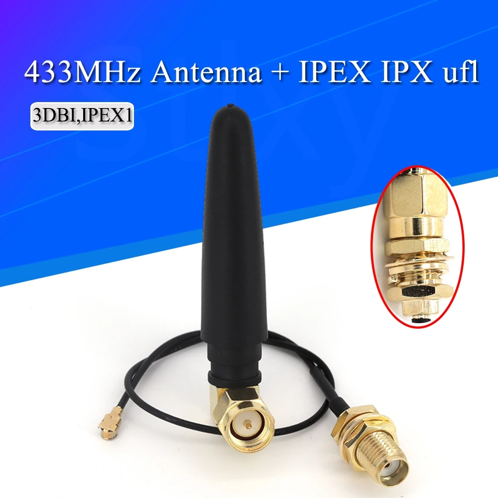 

433MHz Antenna + IPEX IPX ufl. Pigtail Cable 1.13 Lora Lorawan 3dbi GSM Antennas 433 MHz Directional Antenne SMA Male Connector