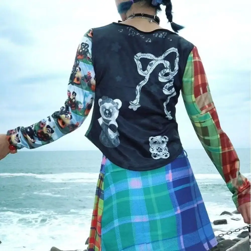 2025 Primavera Estate Nuovo Design di Moda Plaid Contrasto Y2K Gonna Corta a Vita Alta Giappone Popolare Mezza Gonna Gonna Pantaloni da Donna