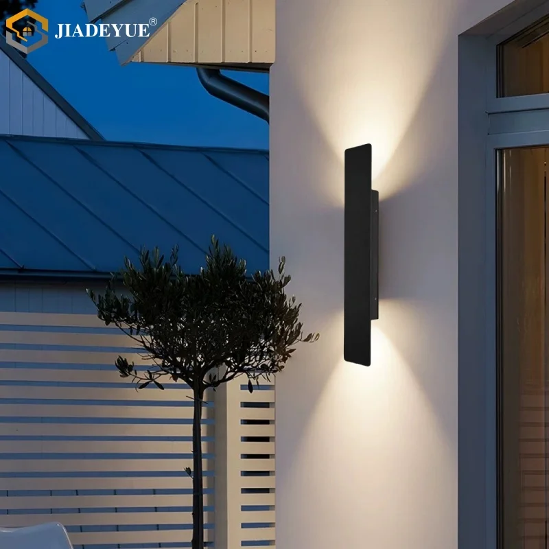 Lámpara de pared larga impermeable para exteriores, lámpara de pared LED moderna y sencilla para arriba y abajo, lámpara de pared de fondo para