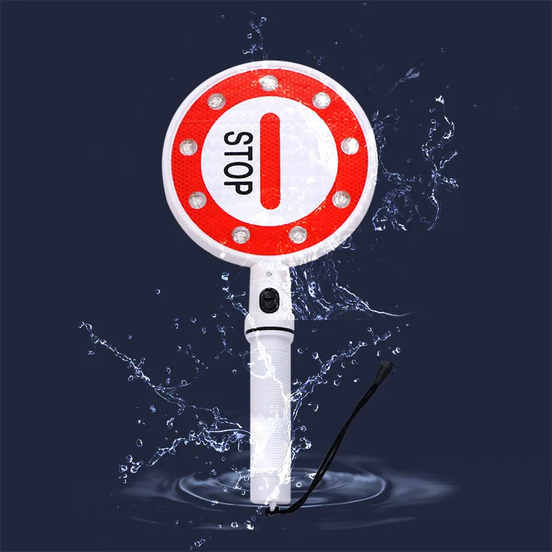 Customized Battery Type Reflective Signs for Flashing Traffic Stop Signs, Hand Raised Warning Signs