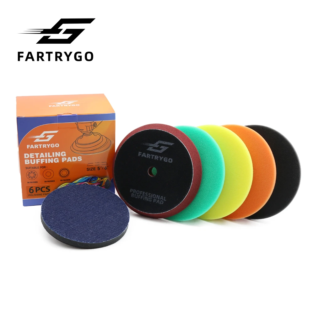 

Fartrygo 5inch Foam Buff Sponge Pads Car Polishing Pad Kit Self-Adhesive Buffing Wheel Auto Detailing Waxing Sponge Pads
