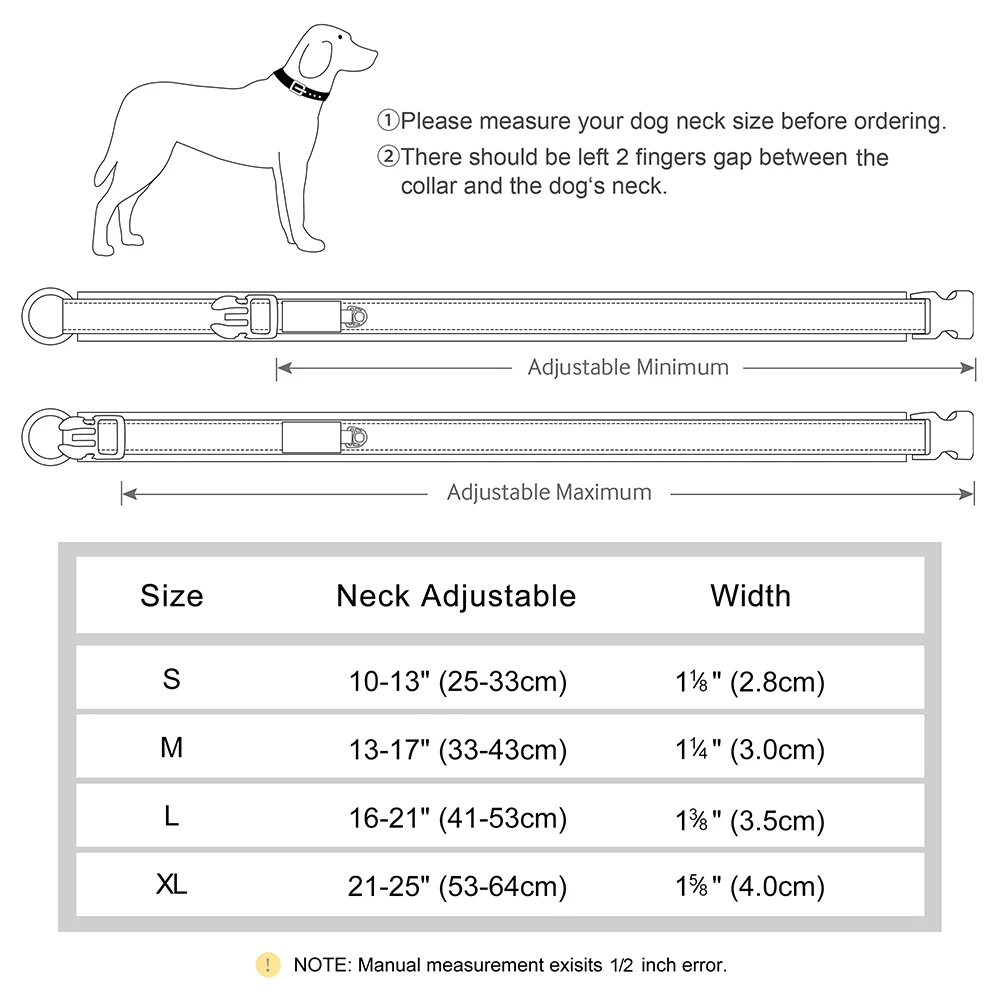 Adjustable Dog Collar Personalized Dogs Padded Collars Reflective Free Engraved ID Tag Pitbull Pug Collars For Small Large Dogs