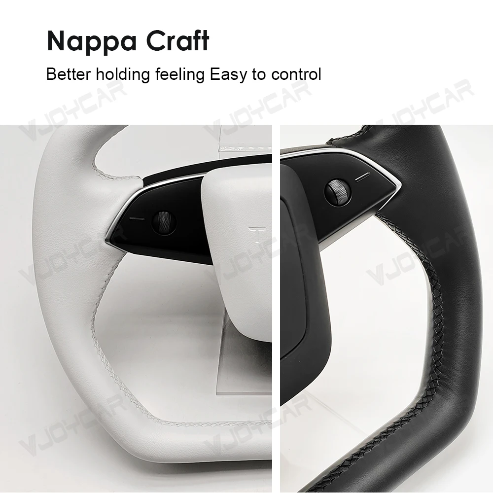 Vjoycar Cybertruck العائمة نير عجلة القيادة ل تسلا نموذج 3 هايلاند Y Juniper اكسسوارات السيارات نابا الحرفية مع التدفئة #6