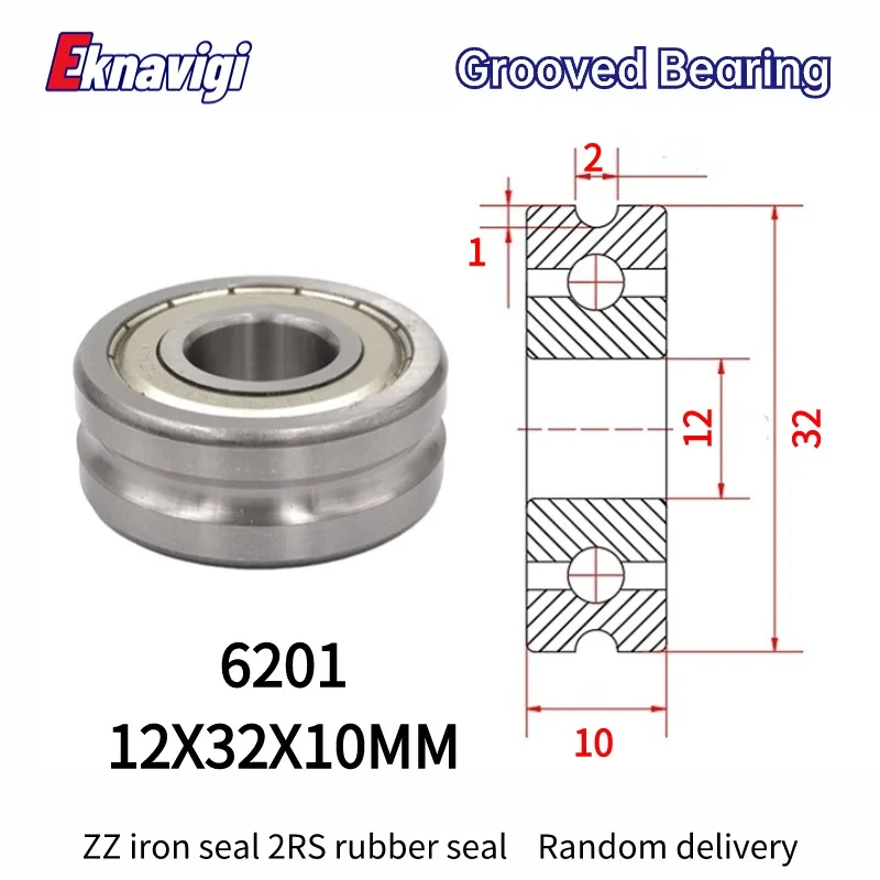 

10PCS Straightening Mixed Wheel Over Line with Groove Bearing U 6201 12X32X10MM Pulley U Groove type