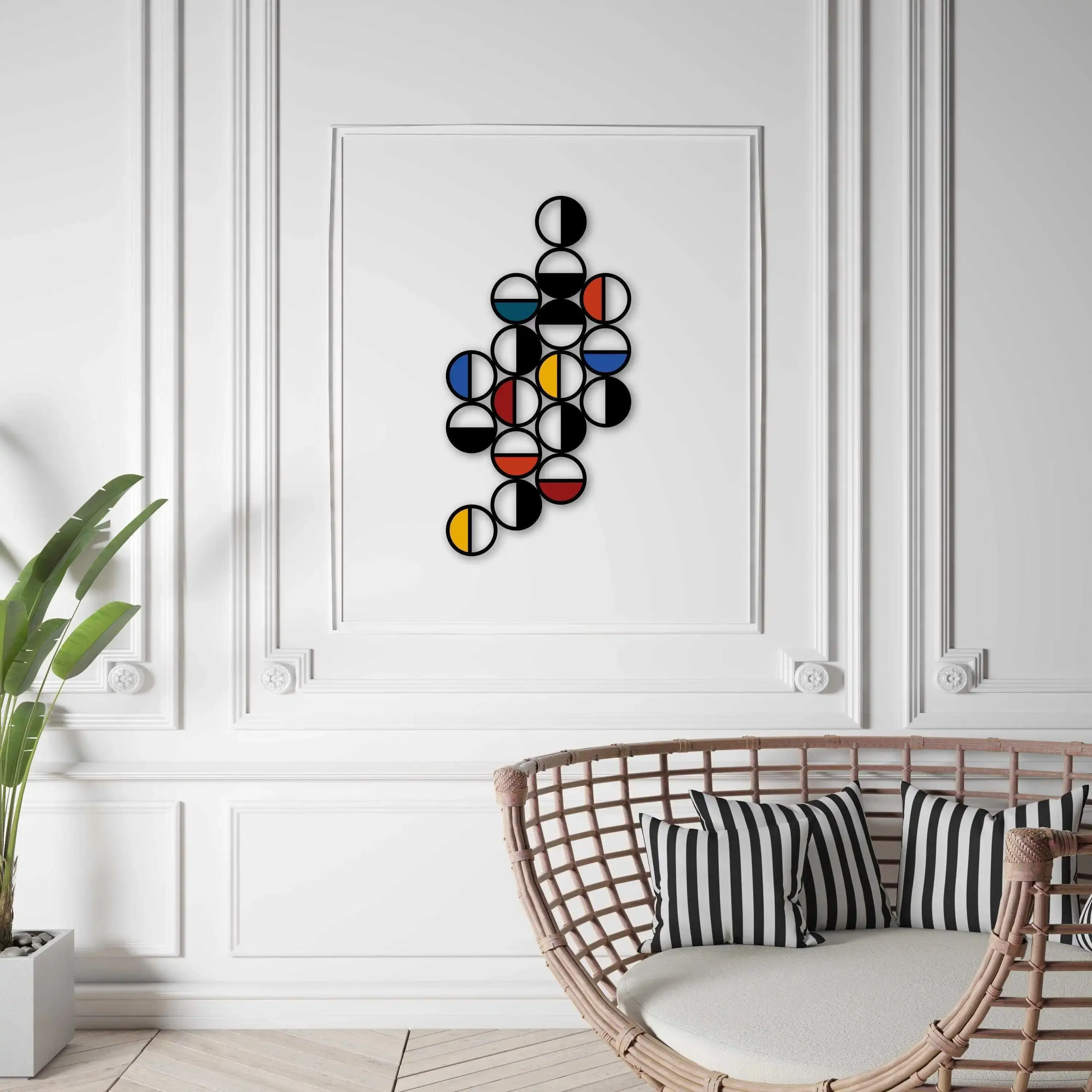 CIFBUY Aluminum Metal Wall Art, 2D Flat Cutout Geometric Color Block Wall Decor for Living Room Bedroom Entryway