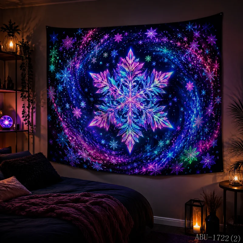 VIKAMA Color Light Spiral Nebula Snowflake Starry Sky Christmas Tapestry Background Hanging Cloth Living Room Room Decoration