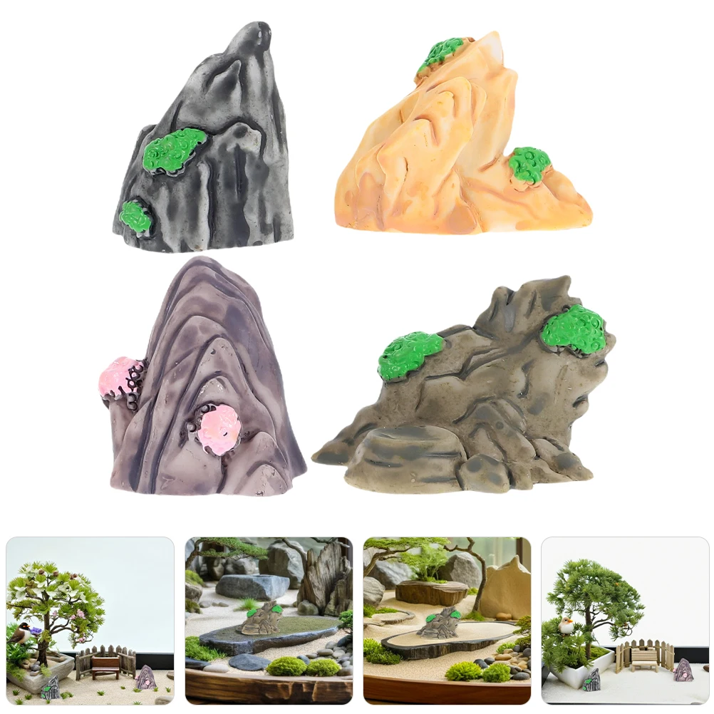 

8pcs Micro Landscape Resin Ornaments Realistic Mini Rockeries Fade Resistant for Aquarium Fish Tank Garden Home Decorations