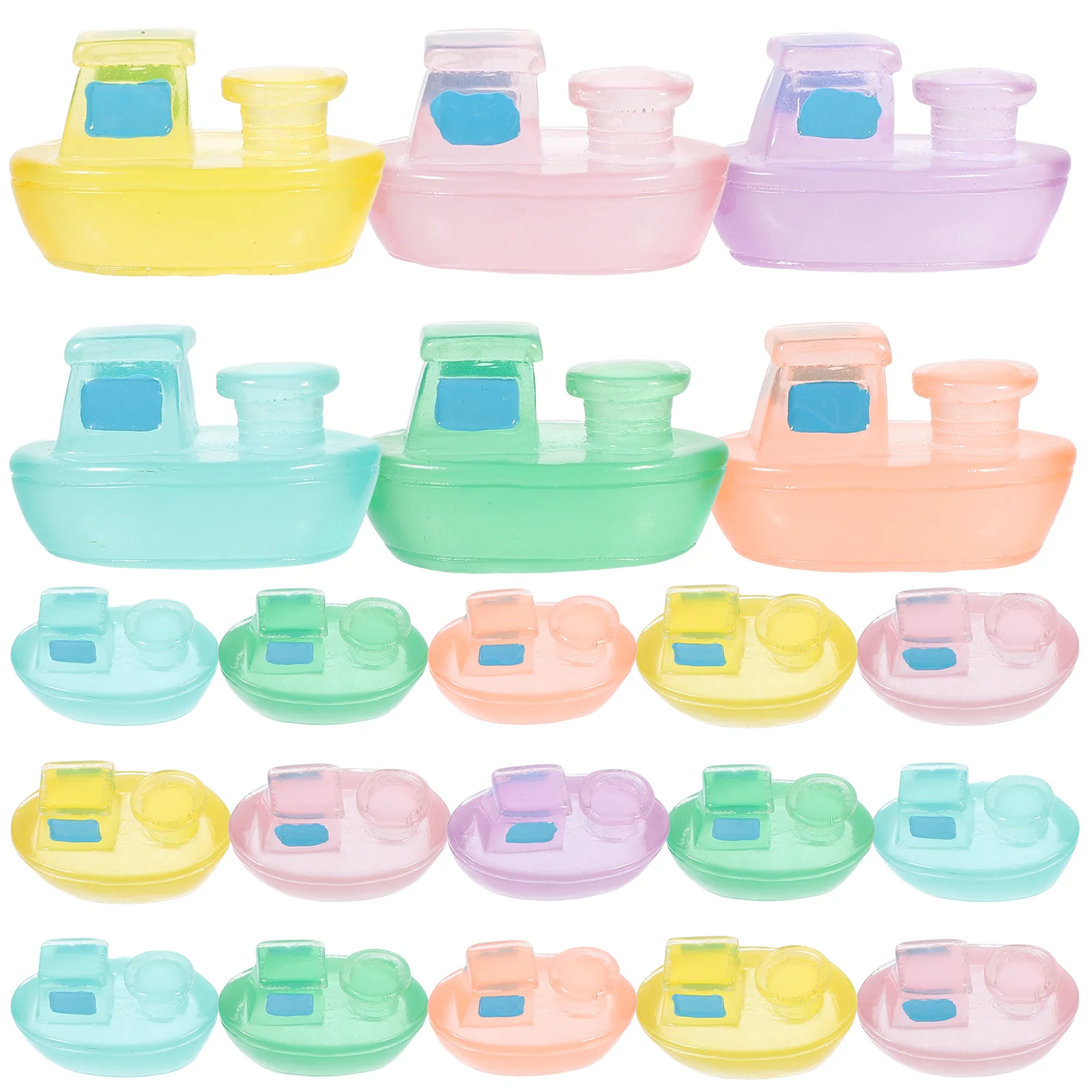 

24pcs Miniature Glow In The Dark Cruise Ship Ornament Resin Small Cruise Ship Decor For Aquarium Garden Bonsai Micro Landscape