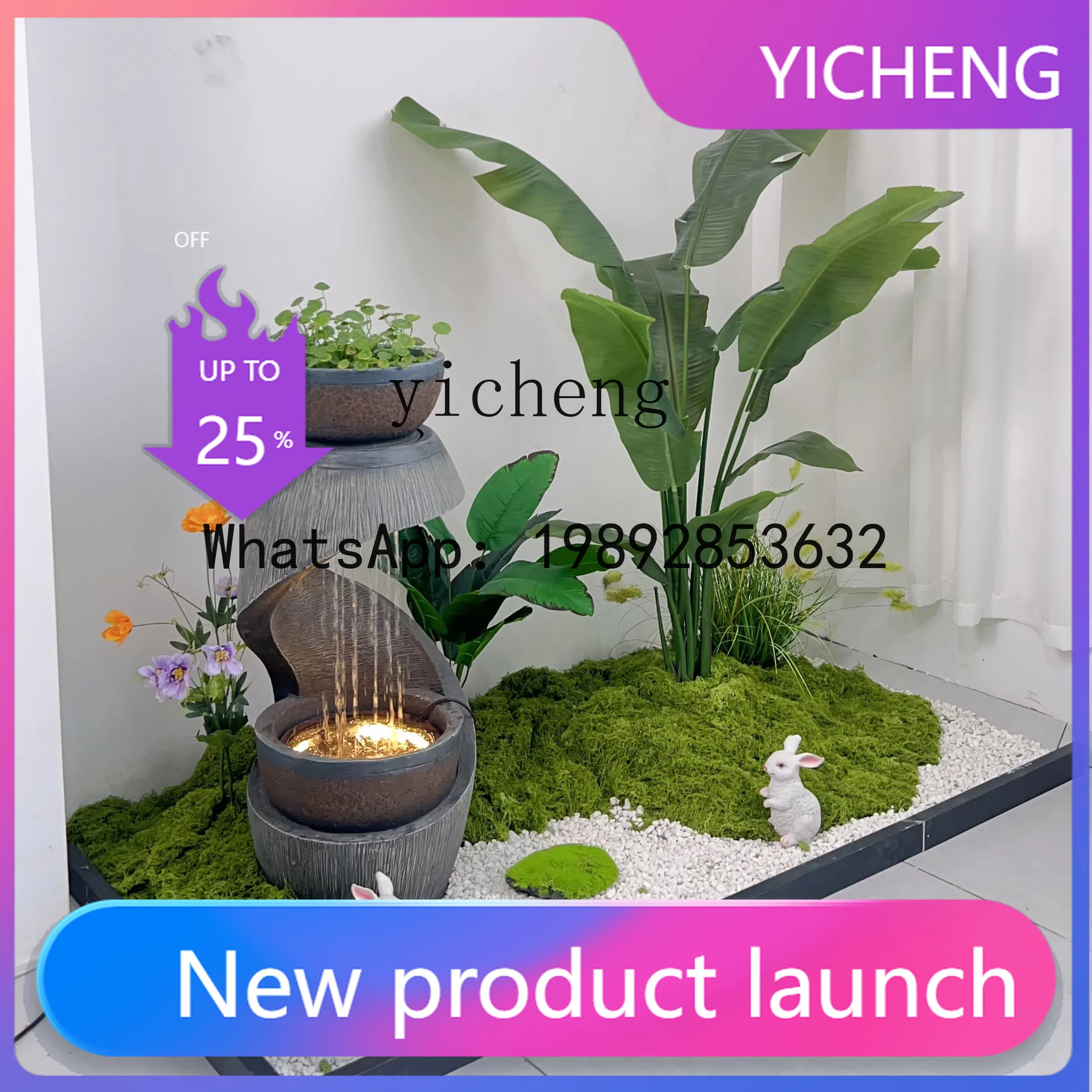 

XX simulated plant ornament circulating water system landscaping indoor hotel clubhouse green plant water ornament