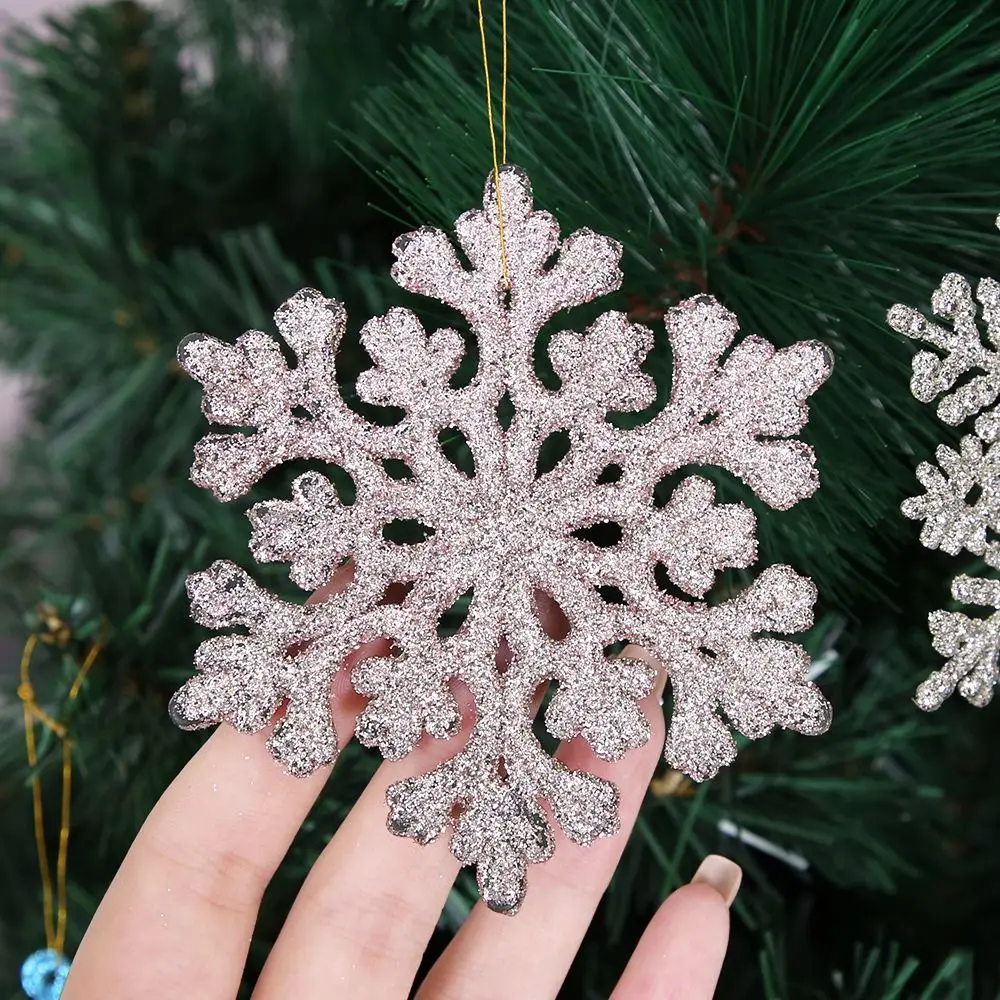 Glittering Christmas Tree Snowflake Pendant Hangging Gold Powder Snowflakes Ornaments DIY Photographic Props Xmas Ornament