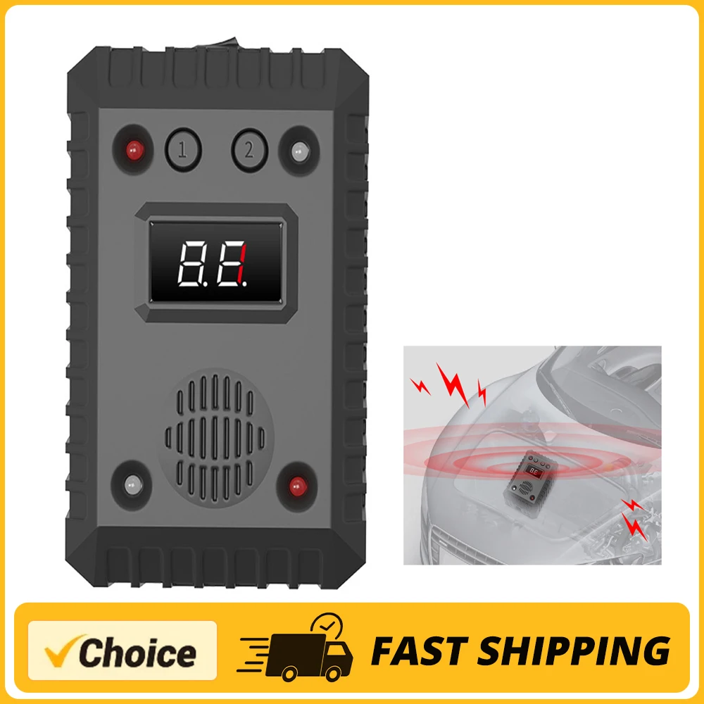 Repelente de animales debajo del capó para coche, repelente de ratas y roedores, dispositivo disuasorio para ratones, luz LED estroboscópica, sonido de alarma para maletero de coche