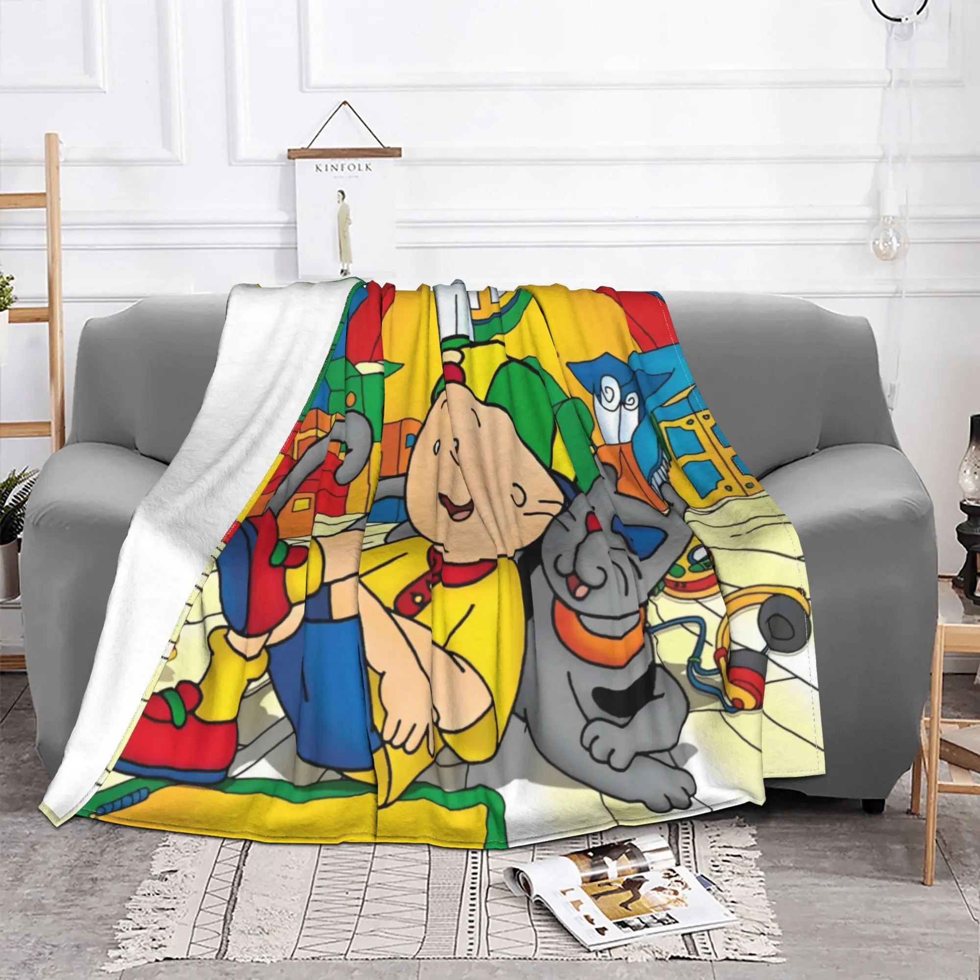 Caillou Cute Cartoon Knitted Blankets Flannel Educational Children TV Soft Throw Blanket for Bedding Couch Bedspread