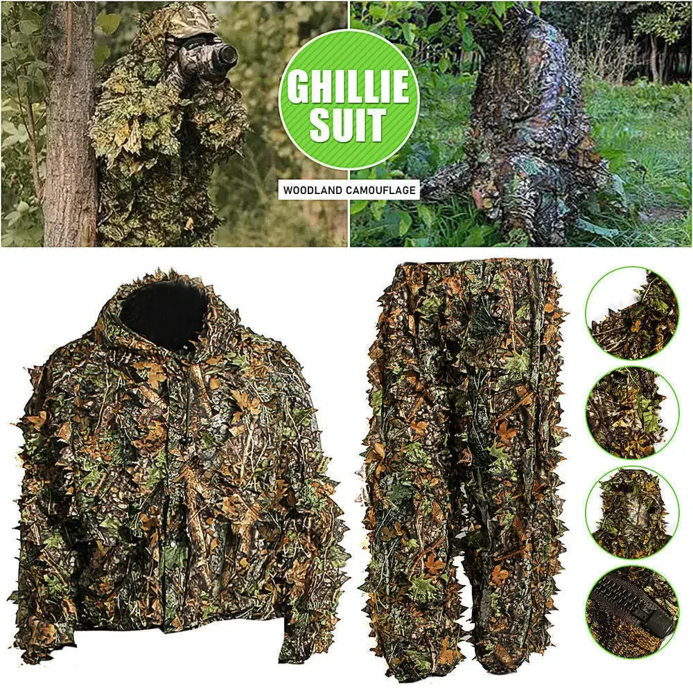 

DAOHUAN Tactical Outdoor Ghillie Suit Camouflage Clothes Jungle Suit CS Training Leaves Mountain Jungle