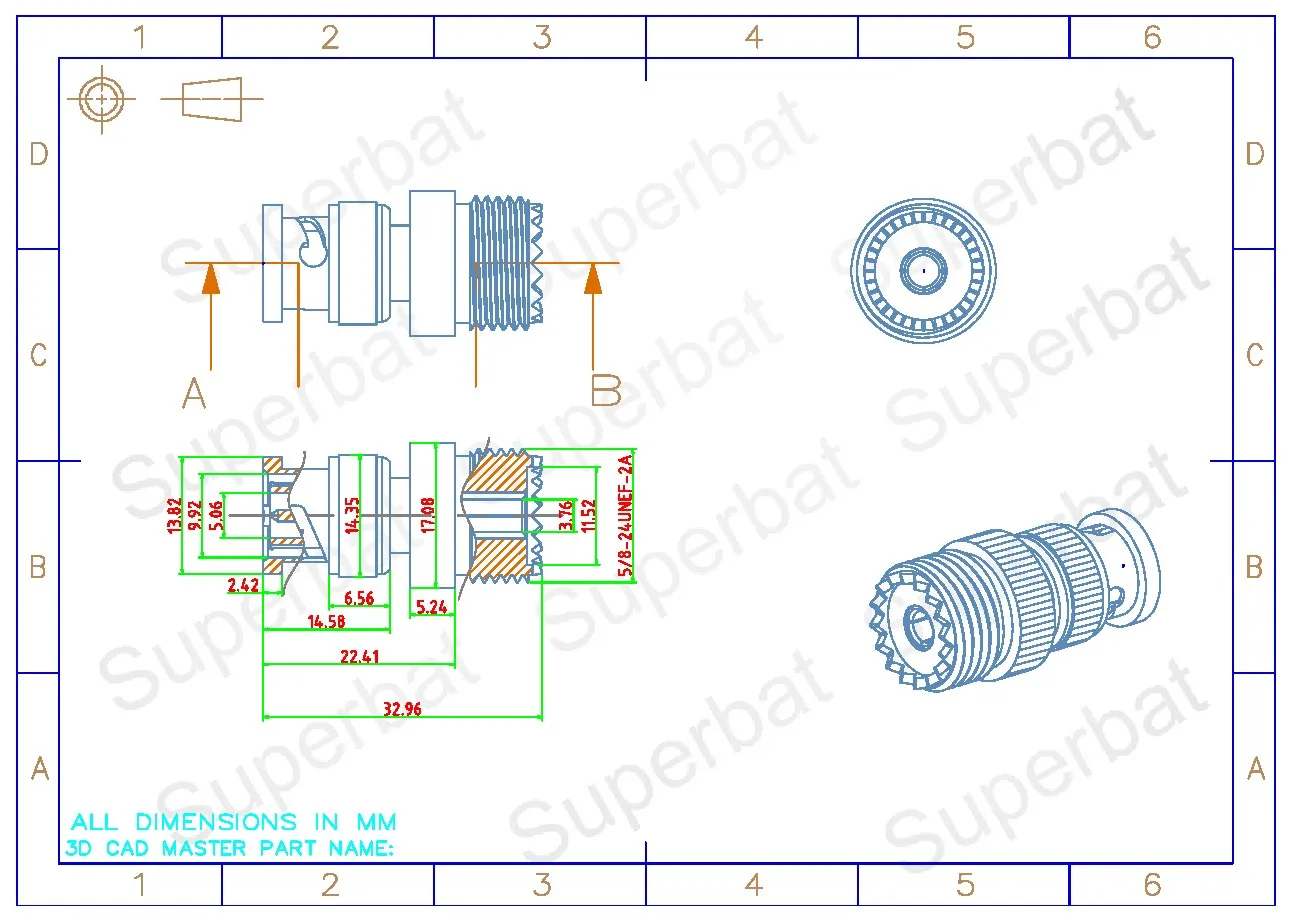 Superbat 5pcs BNC-UHF Adapter BNC Male to UHF Female Straight RF Coaxial Connector