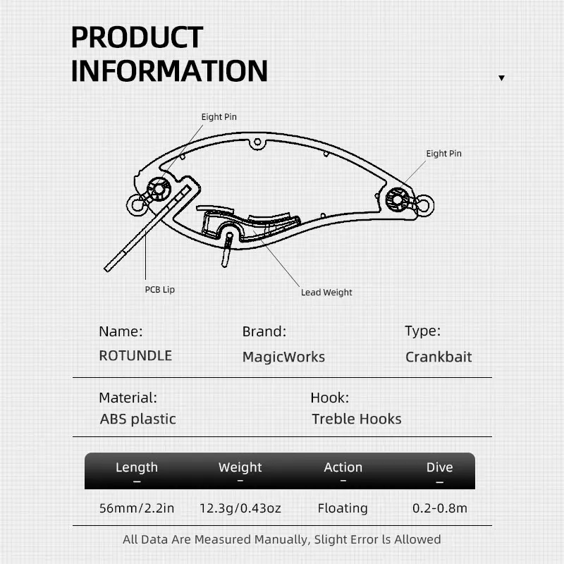 Magic Works 56mm 12.3g Fishing Lures Crankbait Freshwater Hard Baits Floating Bass Carp Wobbler Supplies New Artificial Bait - Image 2