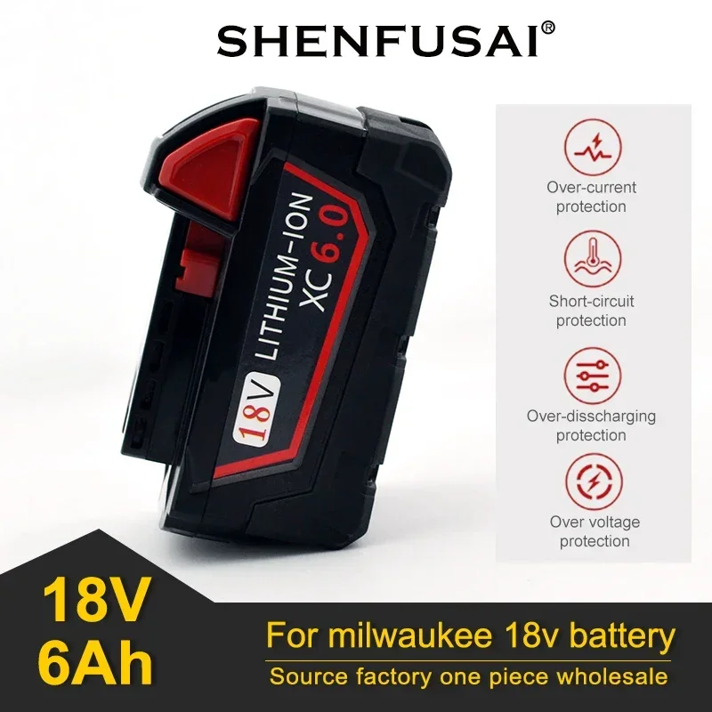 Backup lithium battery for Milwaukee M18 XC, 18V, 9.0 AH, 48-11-1860, 48-11-1850, 48-11-1840, 48-11-1820