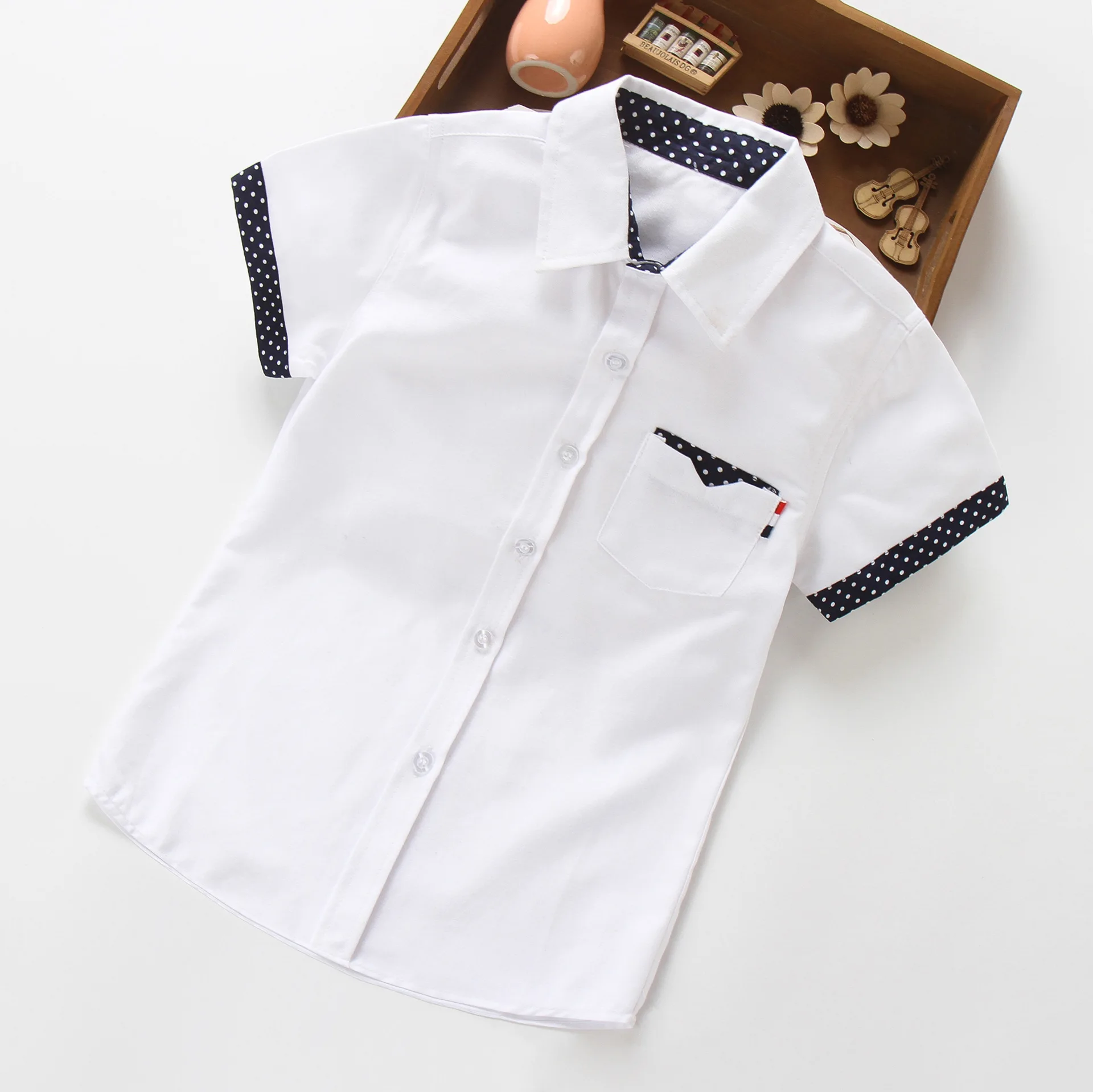 2024 Hot Sale Children Shirts Fashion Solid Cotton Short-sleeved Boys Shirts For 2-14Age kids Blouses clothes Baby Shirts Tops