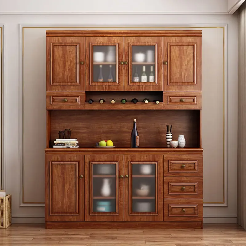 Solid wood dining kitchen cabinet storage wall integrated with living room tea storage cabinet