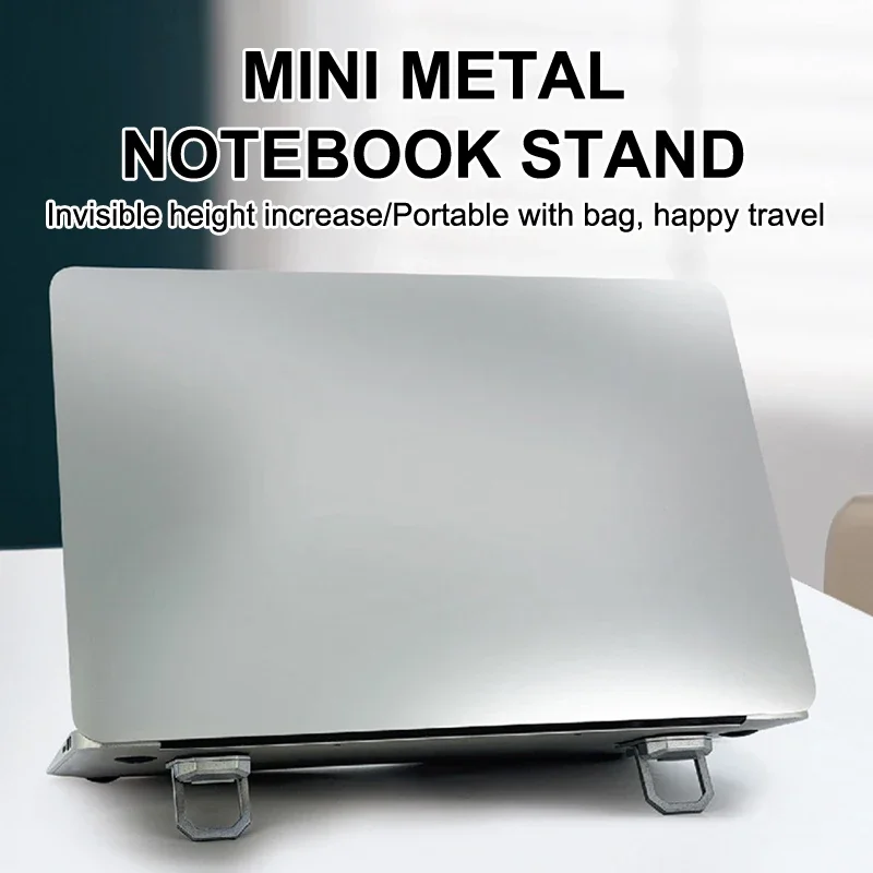

Sleek Ultra-thin Laptop Stand; Adjustable Folding Mini Legs; Portable Metal Base for Laptop, Tablet, and Phone Cooling Support