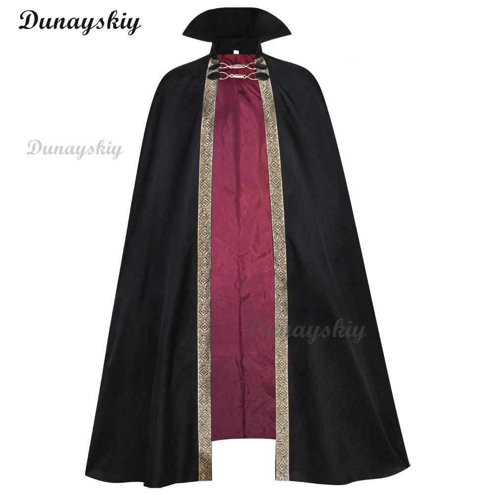 Costume da vampiro di Halloween per adulti Dracula Diavolo Strega Mantello cosplay Medeival Gotico Steampunk Mantello della morte Catena di metallo personalizzata