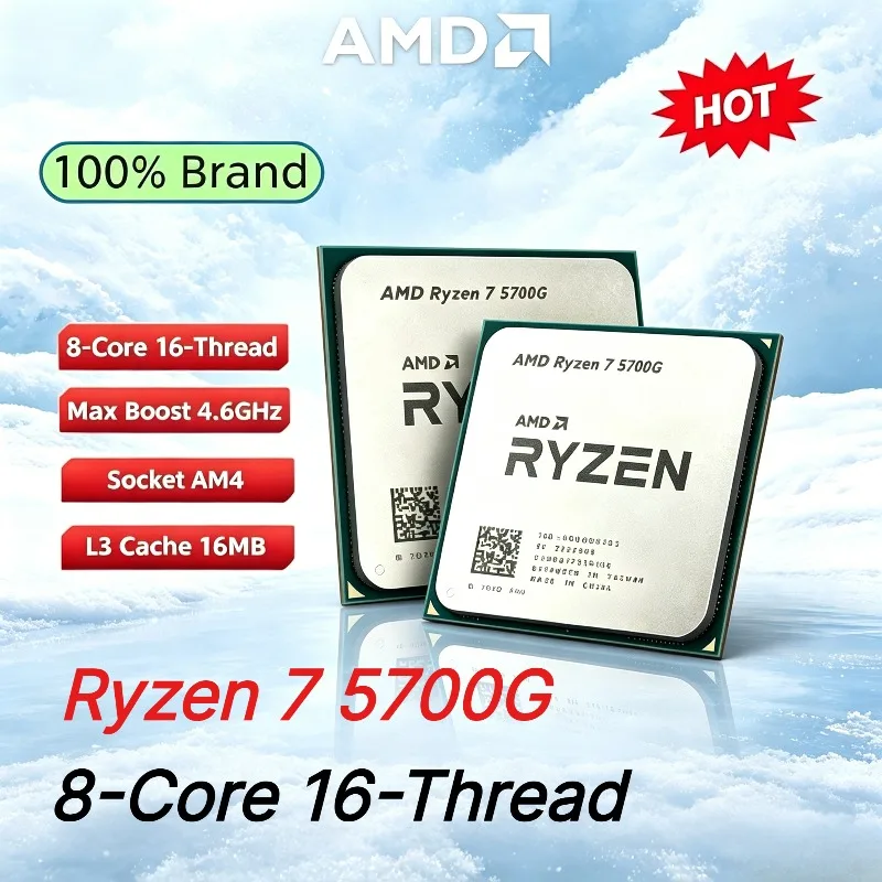 Procesador AMD R7 5700G Socket AM4 de 4.6GHz 100% Nuevo, Ryzen 7 5700G AMD de 8 Núcleos y 16 Hilos con 16MB de Caché L3