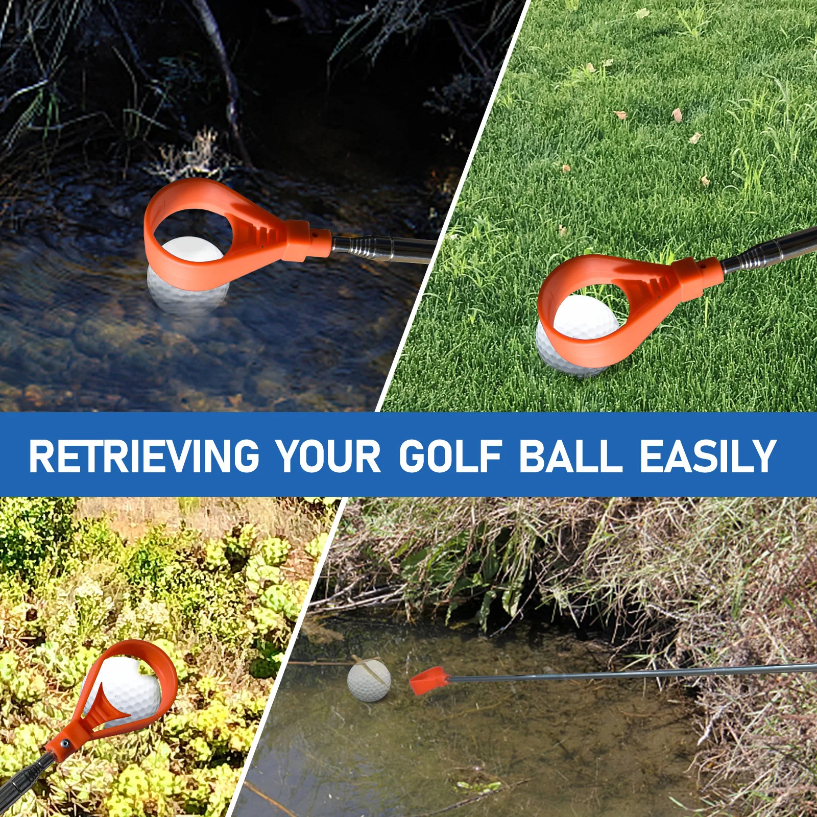 

Golf Ball Retriever Catcher Extendable Water Picker Easy Pickup Portable Grabber Tools For Golfer Locking Pick Up Collector