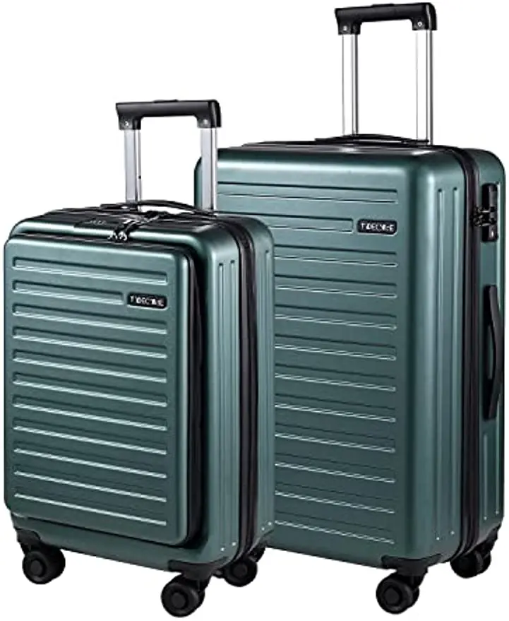 

20/24 Luggage Set, 20 with Front Laptop Pocket & Expandable, Lightweight ABS+PC Hardshell with TSA Lock & Spinner Wheels, Green