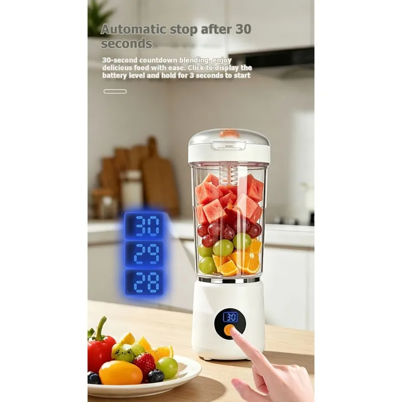 A83G-Portable USB Juicer Cup Outdoor Travel Juice Maker 12-Blade Multi-Function With LCD Display-Multi-Plug Design Option
