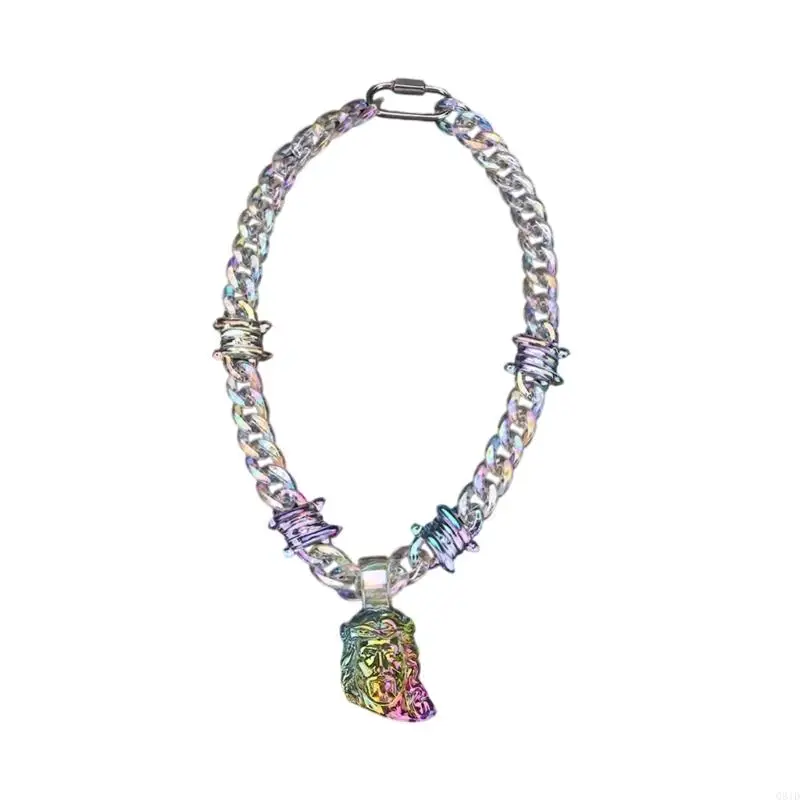 Clear Resin Pendant Necklace Rock Party Jewelry Fashion Male Jewelry Resin Texture Present for Fashion Enthusiasts