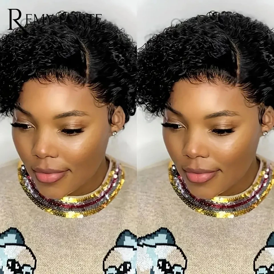 

Remy Forte Pixie Cut Curly Wigs Human Hair Brazilian Hair Wigs Glueless Lace Wigs Human Hair L-Part Lace Front Wigs Human Hair